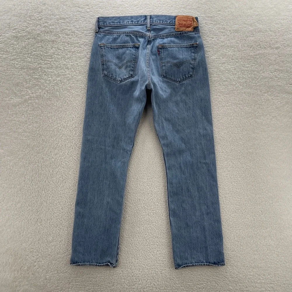 Levis 501 Jeans Mens 34x32 Blue Original Straight Button Fly Medium Wash Denim